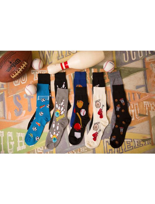 Foozys Men's Fun Crazy Cool Sports Themed Novelty Crew Socks | 2 Pairs Included in Two Colors