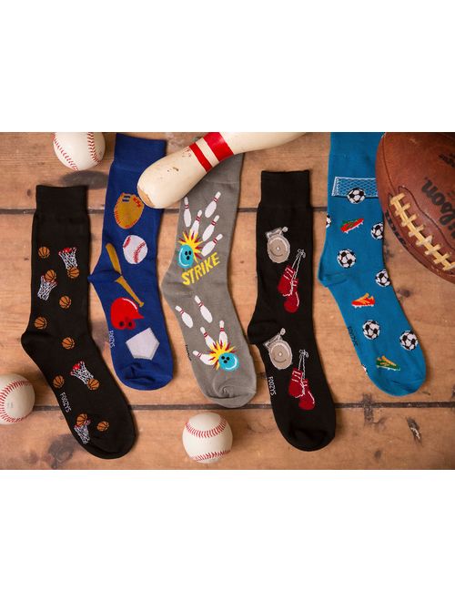 Foozys Men's Fun Crazy Cool Sports Themed Novelty Crew Socks | 2 Pairs Included in Two Colors