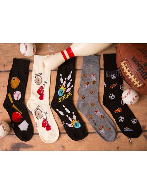 Foozys Men's Fun Crazy Cool Sports Themed Novelty Crew Socks | 2 Pairs Included in Two Colors