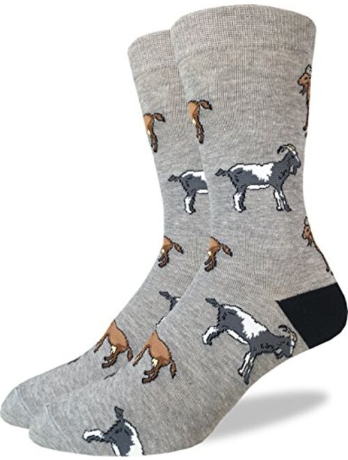 Good Luck Sock Men's Goats Crew Socks - Grey, Adult Shoe Size 7-12