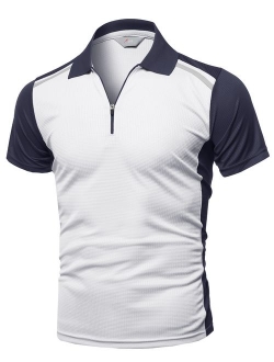 Men's Coolmax 2 Tone Collar Zipup Polo T-Shirt