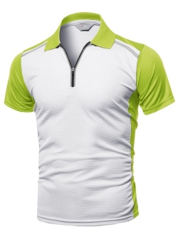 Men's Coolmax 2 Tone Collar Zipup Polo T-Shirt