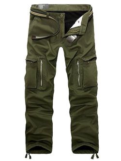 AOYOG Thicken Mens Winter Fleece Lined Cargo Pant Windproof Outdoor Work Pants