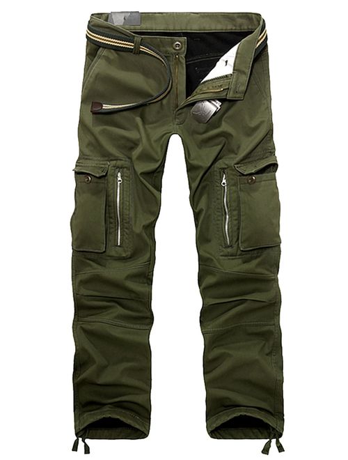 AOYOG Thicken Mens Winter Fleece Lined Cargo Pant Windproof Outdoor Work Pants