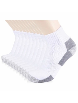 JOURNOW 10 Pairs Men's Cotton Extra Heavy Cushion Low Cut Socks