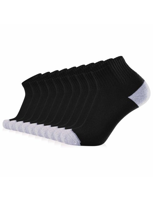 JOURNOW 10 Pairs Men's Cotton Extra Heavy Cushion Low Cut Socks