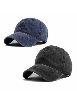 Aedvoouer Men Women Baseball Cap Vintage Cotton Washed Distressed Hats Twill Plain Adjustable Dad-Hat