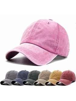 Aedvoouer Men Women Baseball Cap Vintage Cotton Washed Distressed Hats Twill Plain Adjustable Dad-Hat