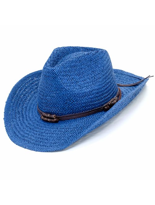 Old Stone Straw Cowboy Cowgirl Hat for Men Women Wide Brim Sun Hat Western Style