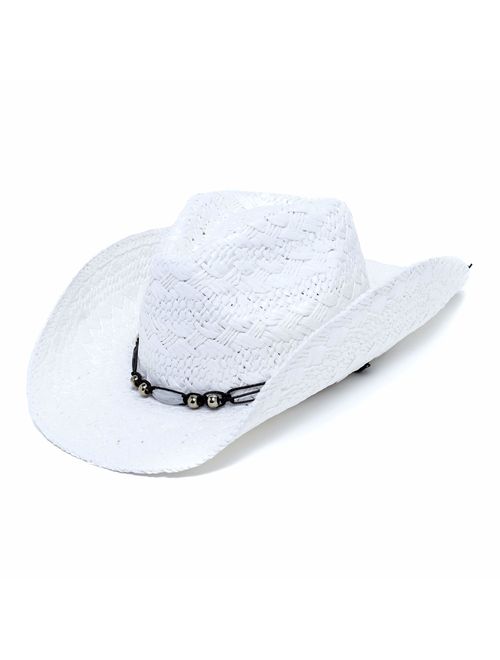 Old Stone Straw Cowboy Cowgirl Hat for Men Women Wide Brim Sun Hat Western Style