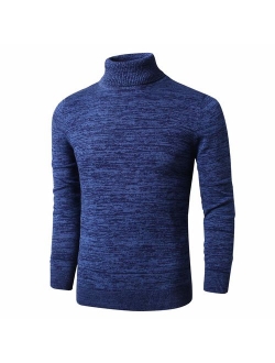 LTIFONE Mens Slim Kintted Long Sleeve Turtleneck Pinstriped Pullover Sweaters