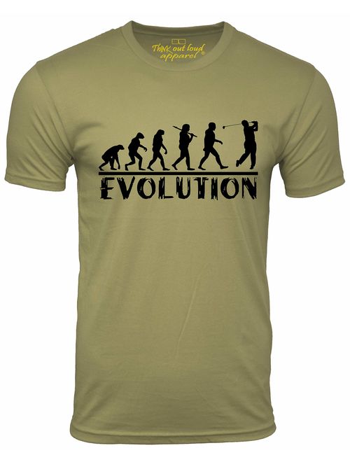 Think Out Loud Apparel Golf Evolution Funny T-Shirt Golfer Humor Tee