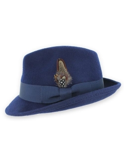 Belfry Trilby Men/Women Snap Brim Vintage Style Dress Fedora Hat 100% Pure Wool Felt in Black, Grey, Navy, Brown and Pecan