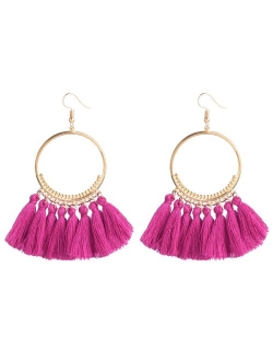 D EXCEED Fashionable Tassel Earrings Bib Gold Hoop Earrings Ethnic Tassel Dangle Earrings for Women