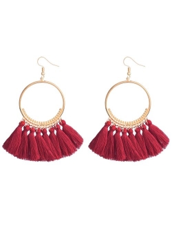 D EXCEED Fashionable Tassel Earrings Bib Gold Hoop Earrings Ethnic Tassel Dangle Earrings for Women