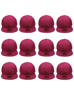 Gelante Plain Blank Flat Brim Adjustable Snapback Baseball Caps Wholesale LOT 12 Pack