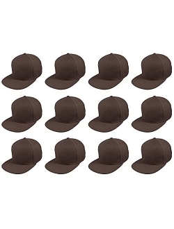 Gelante Plain Blank Flat Brim Adjustable Snapback Baseball Caps Wholesale LOT 12 Pack