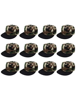 Gelante Plain Blank Flat Brim Adjustable Snapback Baseball Caps Wholesale LOT 12 Pack