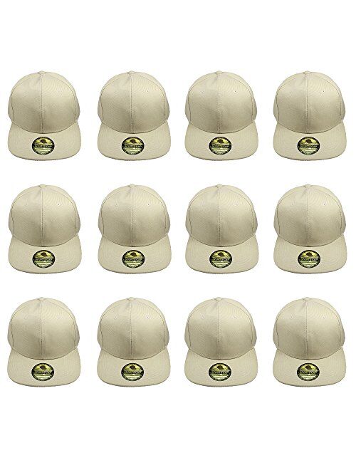 Gelante Plain Blank Flat Brim Adjustable Snapback Baseball Caps Wholesale LOT 12 Pack