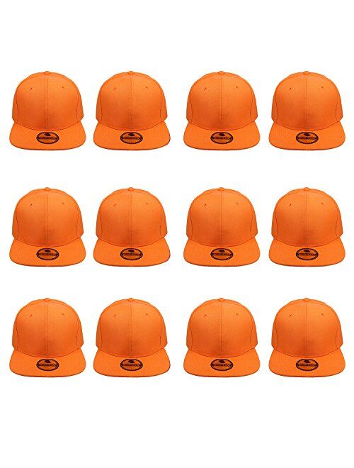 Gelante Plain Blank Flat Brim Adjustable Snapback Baseball Caps Wholesale LOT 12 Pack