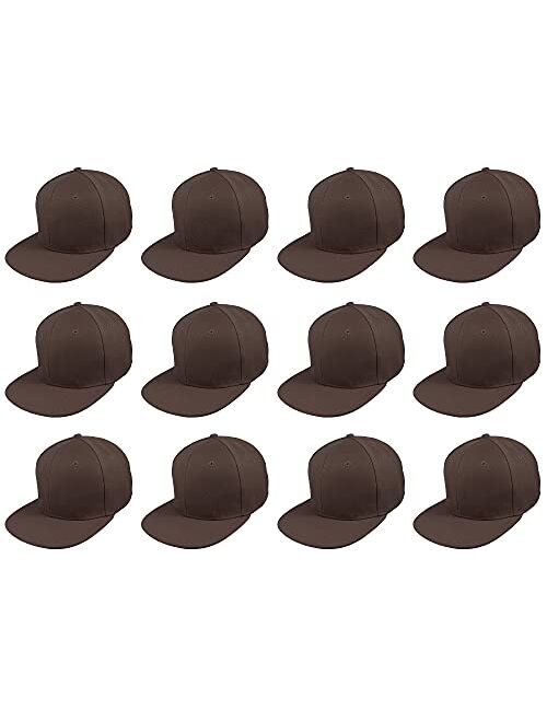 Gelante Plain Blank Flat Brim Adjustable Snapback Baseball Caps Wholesale LOT 12 Pack