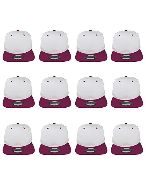 Gelante Plain Blank Flat Brim Adjustable Snapback Baseball Caps Wholesale LOT 12 Pack