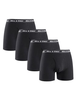 Alice & Elmer Men's Underwear Tagless Soft Stretch Cotton Boxer Briefs(1-6Pack)