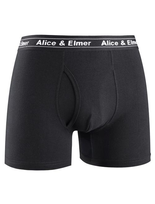 Alice & Elmer Men's Underwear Tagless Soft Stretch Cotton Boxer Briefs(1-6Pack)