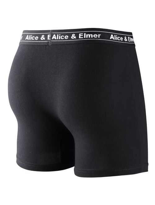 Alice & Elmer Men's Underwear Tagless Soft Stretch Cotton Boxer Briefs(1-6Pack)