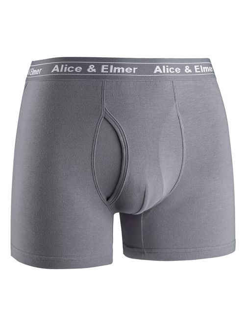 Alice & Elmer Men's Underwear Tagless Soft Stretch Cotton Boxer Briefs(1-6Pack)