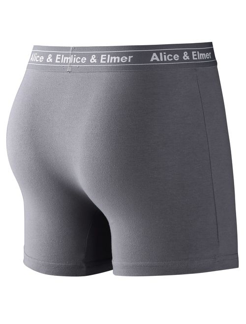 Alice & Elmer Men's Underwear Tagless Soft Stretch Cotton Boxer Briefs(1-6Pack)