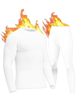 UNIQUEBELLA Men's Thermal Underwear Sets Top & Long Johns Fleece Sweat Quick Drying Thermo Base Layer