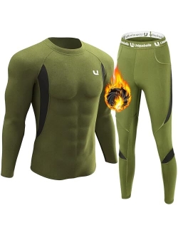 UNIQUEBELLA Men's Thermal Underwear Sets Top & Long Johns Fleece Sweat Quick Drying Thermo Base Layer