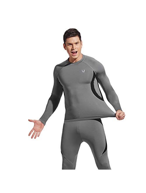 UNIQUEBELLA Men's Thermal Underwear Sets Top & Long Johns Fleece Sweat Quick Drying Thermo Base Layer