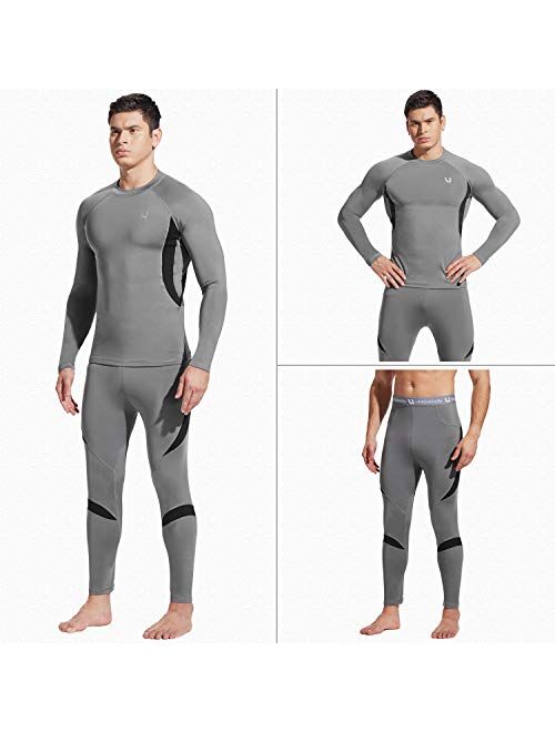 UNIQUEBELLA Men's Thermal Underwear Sets Top & Long Johns Fleece Sweat Quick Drying Thermo Base Layer