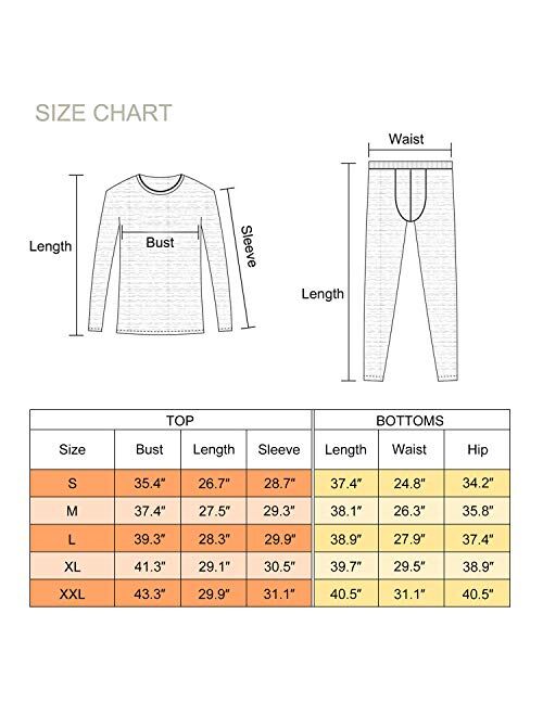 UNIQUEBELLA Men's Thermal Underwear Sets Top & Long Johns Fleece Sweat Quick Drying Thermo Base Layer