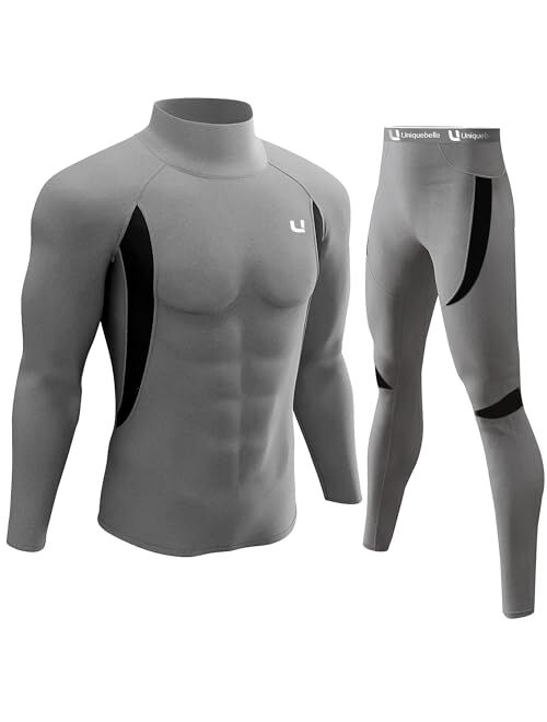 UNIQUEBELLA Men's Thermal Underwear Sets Top & Long Johns Fleece Sweat Quick Drying Thermo Base Layer