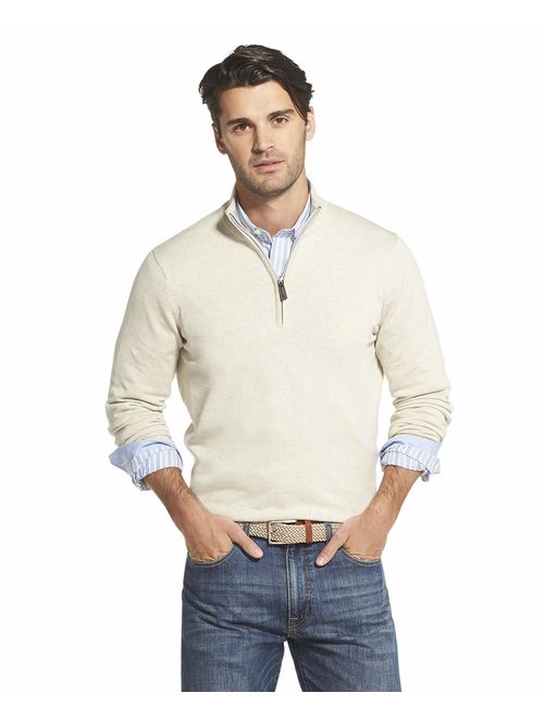 IZOD Men's Premium Essentials Quarter Zip Solid 12 Gauge Sweater