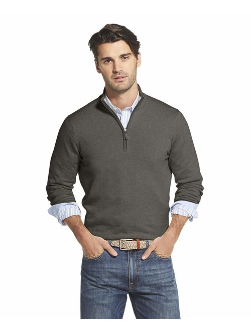 IZOD Men's Premium Essentials Quarter Zip Solid 12 Gauge Sweater