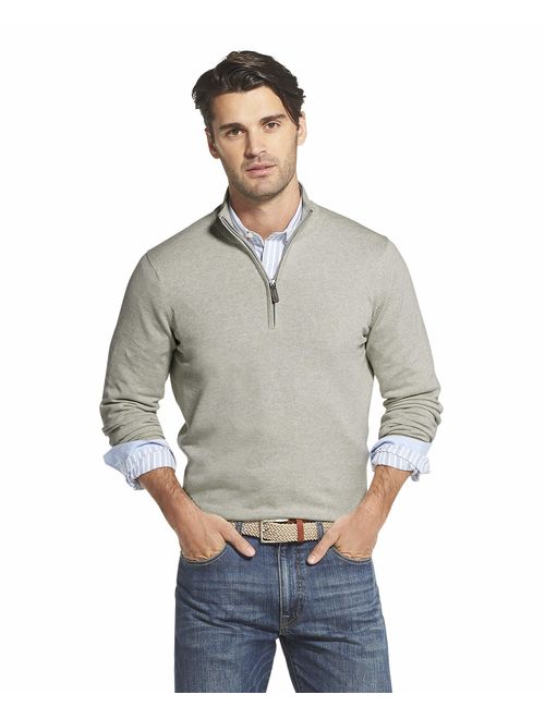 IZOD Men's Premium Essentials Quarter Zip Solid 12 Gauge Sweater