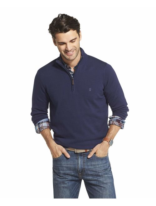 IZOD Men's Premium Essentials Quarter Zip Solid 12 Gauge Sweater