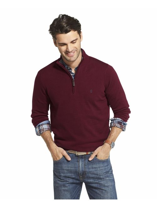 IZOD Men's Premium Essentials Quarter Zip Solid 12 Gauge Sweater