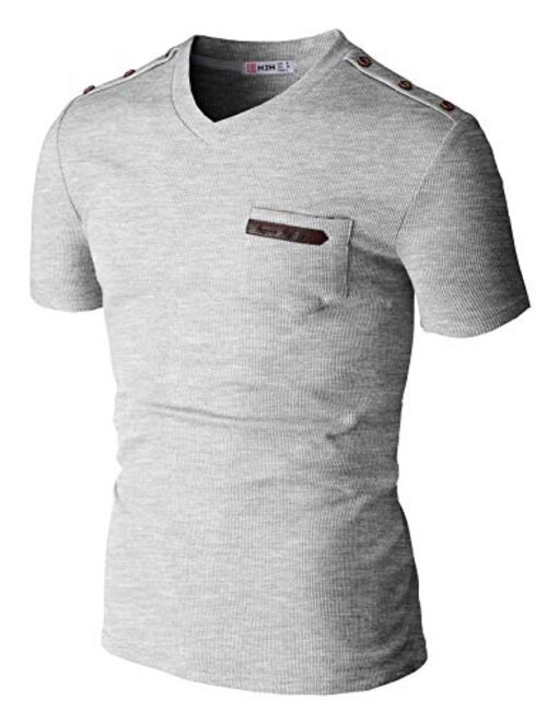 H2H Mens Casual Slim Fit T-Shirts Short Sleeve Basic Designed of Various Styles