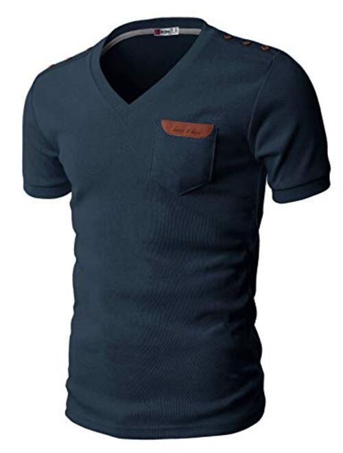 H2H Mens Casual Slim Fit T-Shirts Short Sleeve Basic Designed of Various Styles