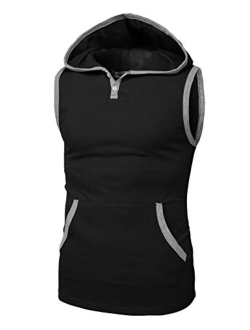 H2H Men's Casual Hoodie Tank Tops Sleeveless Shirts Gym Workout with Pockets