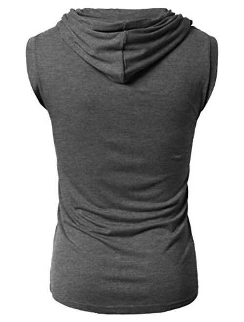 H2H Men's Casual Hoodie Tank Tops Sleeveless Shirts Gym Workout with Pockets