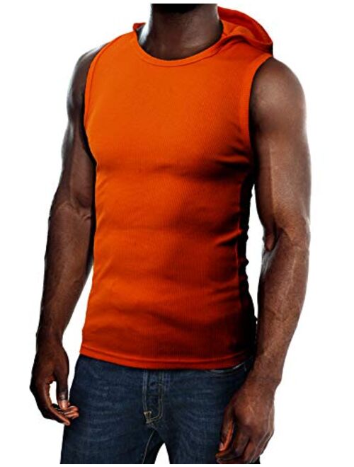 H2H Men's Casual Hoodie Tank Tops Sleeveless Shirts Gym Workout with Pockets