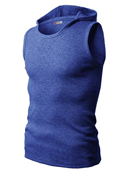 H2H Men's Casual Hoodie Tank Tops Sleeveless Shirts Gym Workout with Pockets