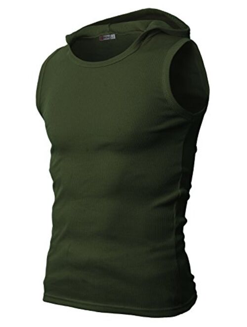 H2H Men's Casual Hoodie Tank Tops Sleeveless Shirts Gym Workout with Pockets