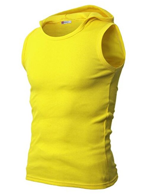 H2H Men's Casual Hoodie Tank Tops Sleeveless Shirts Gym Workout with Pockets